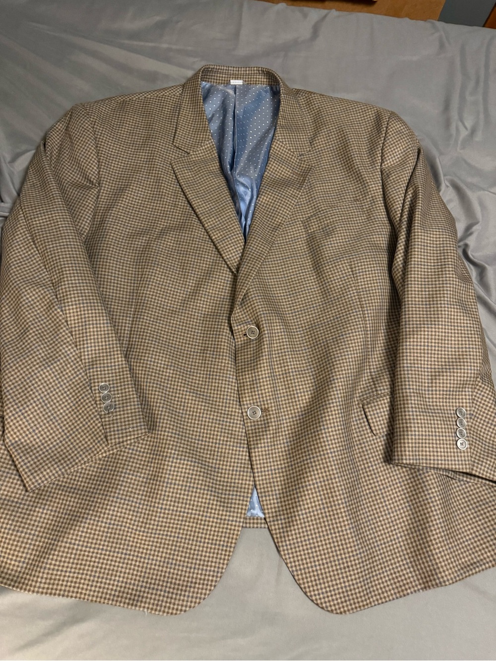 Oak Hill DXL Men's 4XL 58R 60R Sport Coat Blazer Brown Houndstooth Windowpane